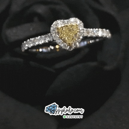 18K Gold 0.51ct Fancy Yellow Heart Shaped Diamond Ring