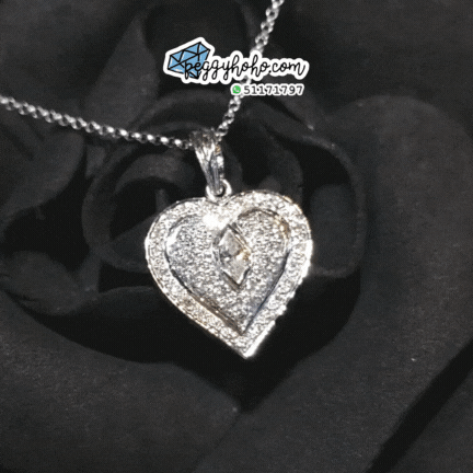 全新18K白金【單粒12份鑽石】配小鑽共27鑽石吊墜