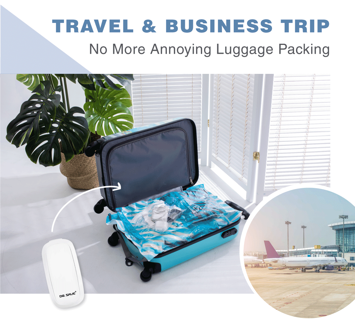 DR. SAVE Mini Vacuum Pump For travel. Helps to save space more than 70%