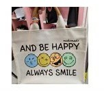 [S] MAKOMAKI 4 SMILEY GLITTER FACE TOTE,WHITE, SMMK17 (SMMK17)