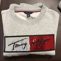 [S] TOMMY HILFIGER KIDS' SEQUIN FLAG SWEATSHIRT, MID GREY HEATHER, 71J2715-050 (STH207)