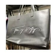 [S] TOMMY HILFIGER EMBROIDERED LOGO TOTE BAG,BLACK, 196038565540 (STH223)