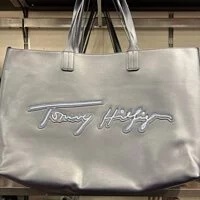 [S] TOMMY HILFIGER EMBROIDERED LOGO TOTE BAG,NAVY, 196038565595 (STH222)