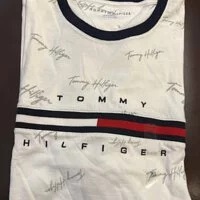 [S] TOMMY HILFIGER ESSENTIAL SCRIPT LOGO SHORT SLEEVE T-SHIRT,WHITE, 78D8510-100 (STH239)