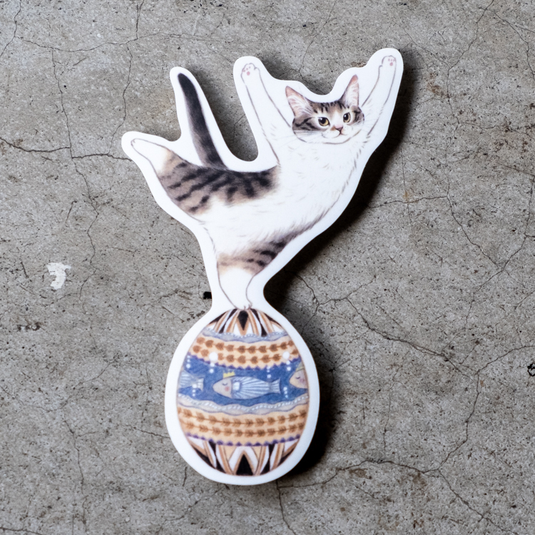 補補貓‧大衛煮愛｜防水貼紙M｜國王魚彩蛋