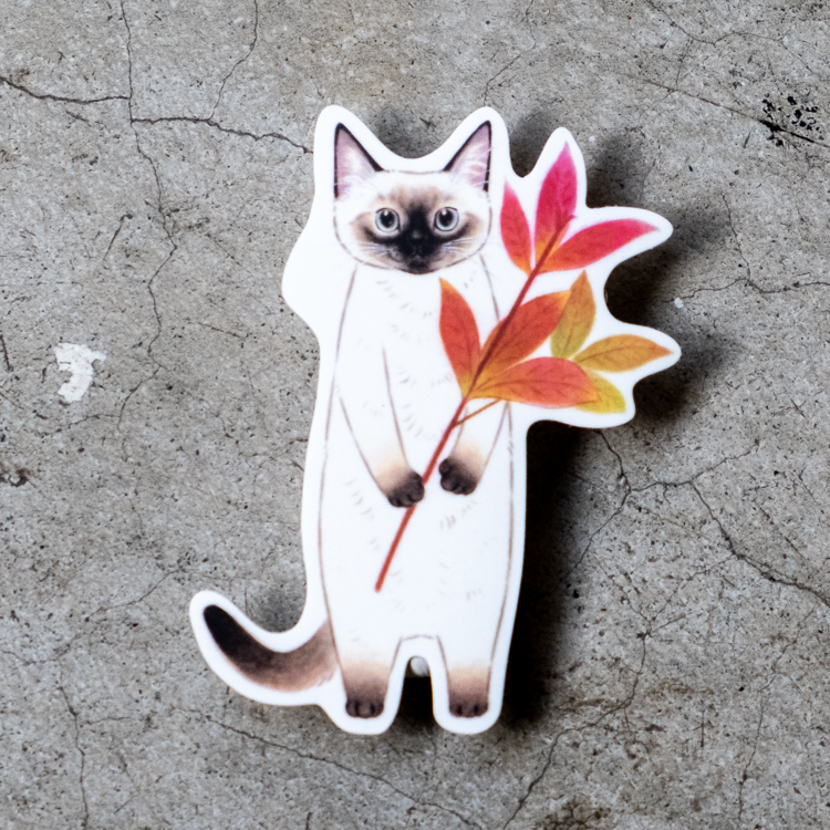 補補貓‧大衛煮愛｜防水貼紙M｜長紅木小暹羅