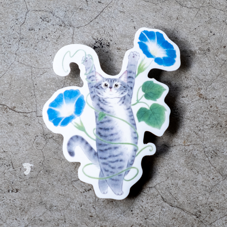 補補貓‧大衛煮愛｜絕版｜防水貼紙M｜朝顏灰虎斑