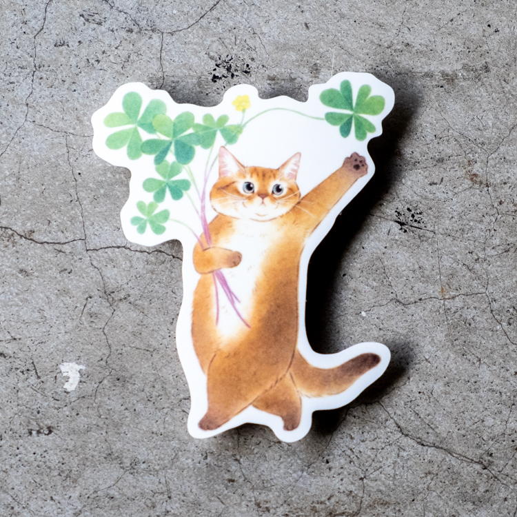 補補貓‧大衛煮愛｜絕版｜防水貼紙M｜幸運草