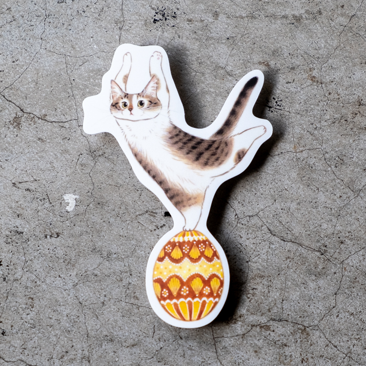 補補貓‧大衛煮愛｜防水貼紙M｜橙花彩蛋