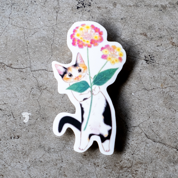 補補貓‧大衛煮愛｜防水貼紙M｜馬櫻丹三花貓