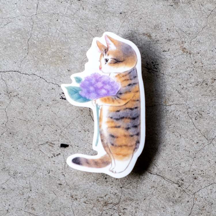 補補貓‧大衛煮愛｜防水貼紙M｜紫花藿香薊