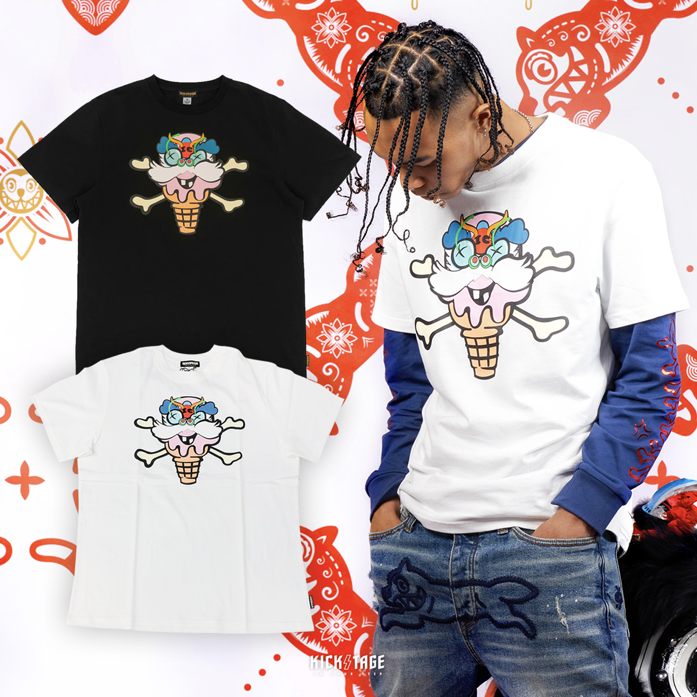 **特價商品無退換**BBC ICE CREAM LION DANCE TEE 白色 黑色 舞獅 冰淇淋 新年 短T 兔年限定【INY3TS001】