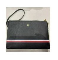 [S] TOMMY HILFIGER SMALL LOGO TH WITH LINE FLAG POUCH,BLACK, 196805036020 (STH249)