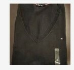 [S] TOMMY HILFIGER SOLID V-NECK SWEATER,BLACK, 76J3283-001 (STH252)