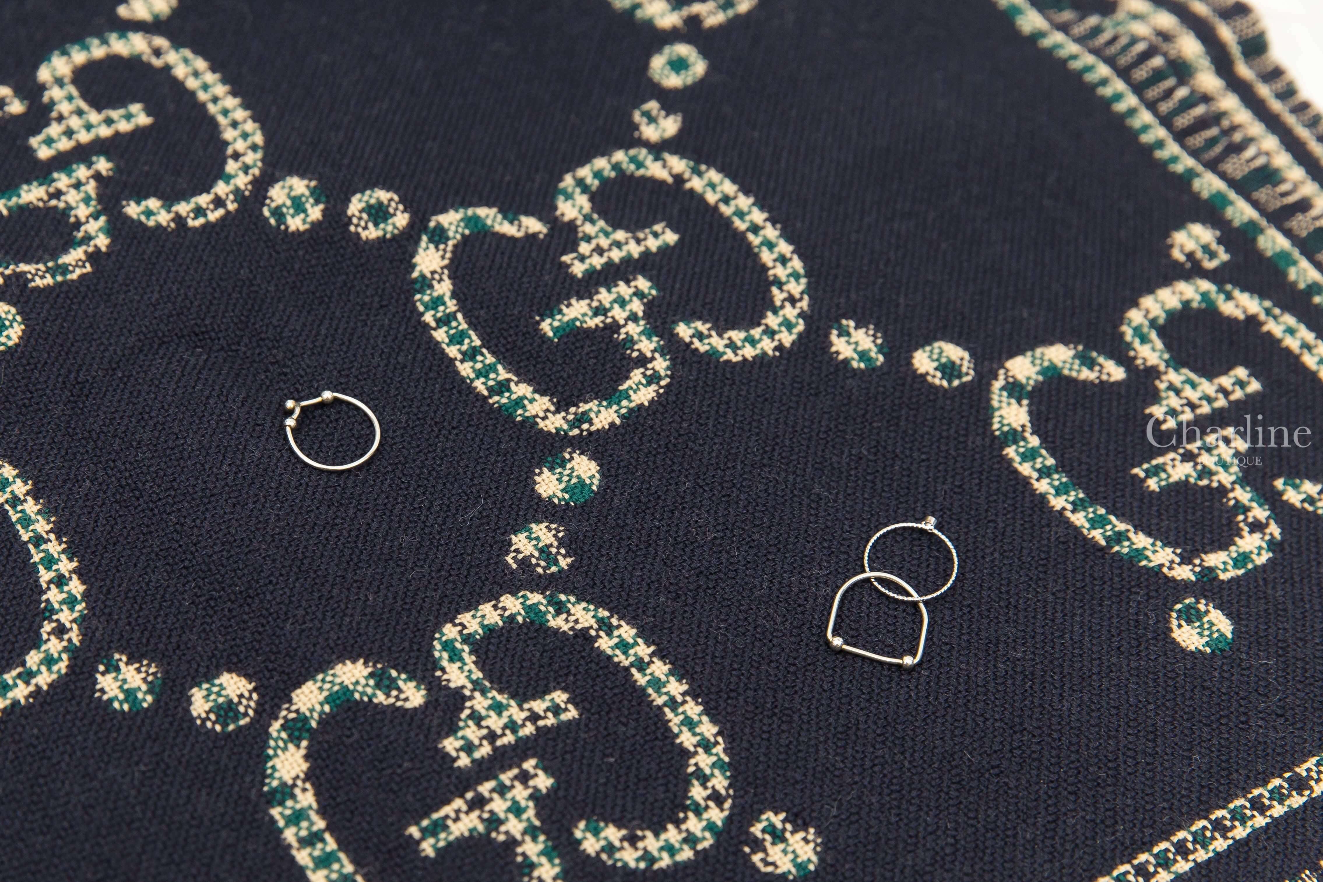 Gucci Check GG Wool Scarf 黑/綠格紋拼色GG Logo羊毛流蘇圍巾