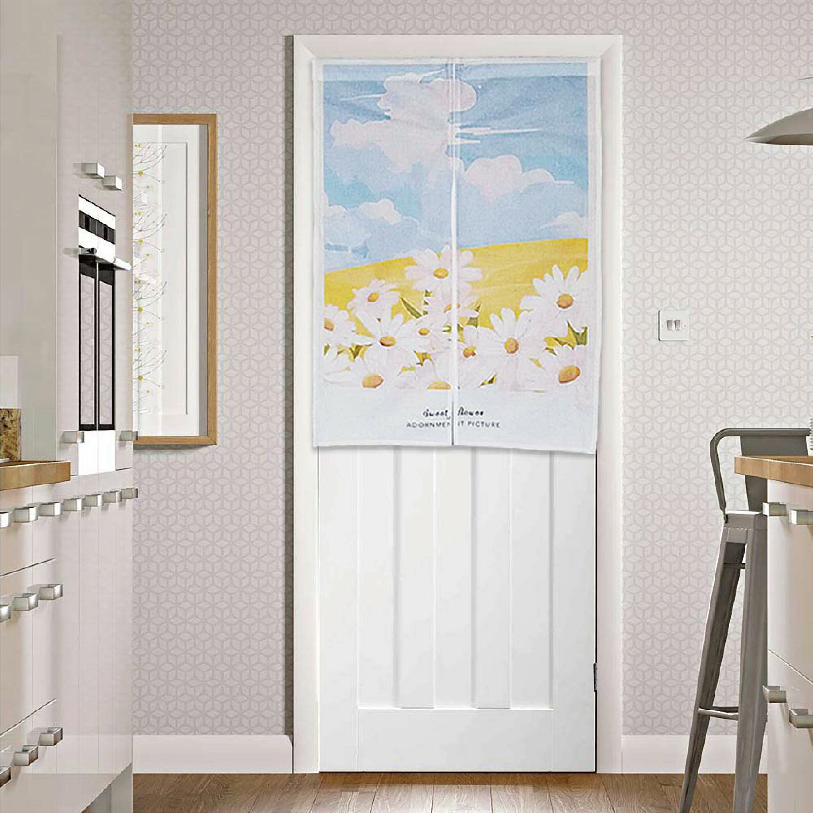 厚白棉麻風尚門簾D45純真藍翼(120cm)