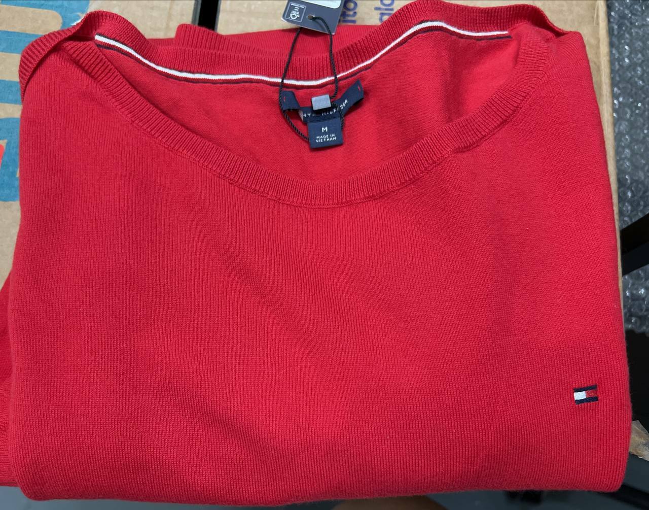 [S] TOMMY HILFIGER WOMEN'S BOAT NECK KNIT LONG SLEEVE DRESS,RED, 76j3285-600 (STH257)