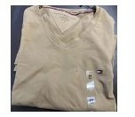 [S] TOMMY HILFIGER V-NECK SLIM FIT T-SHIRT,BEIGE, 78J7086-211 (STH261)