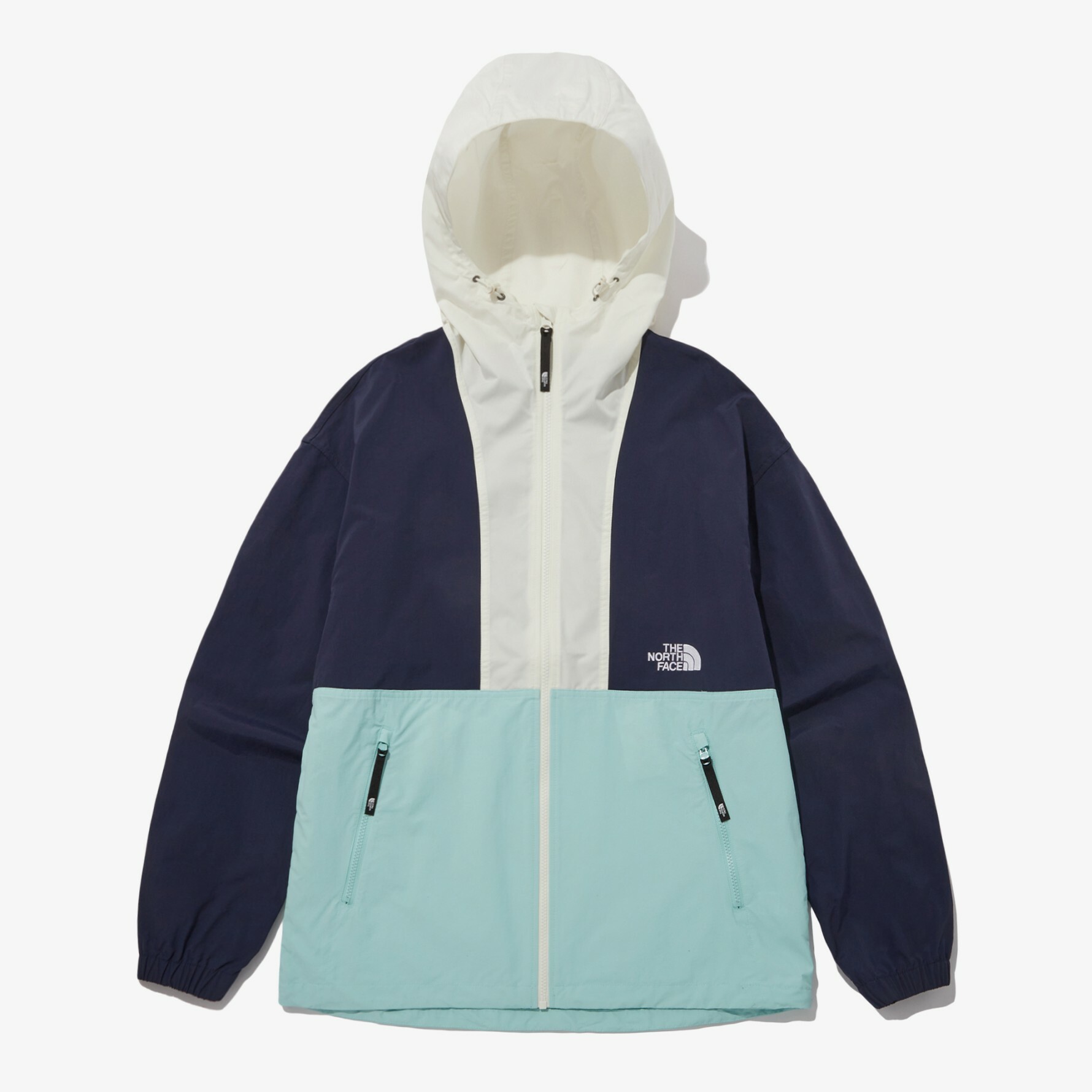 THE NORTH FACE EXPLORING 連帽 風衣外套 拼接 藍白色 NJ3BP10A