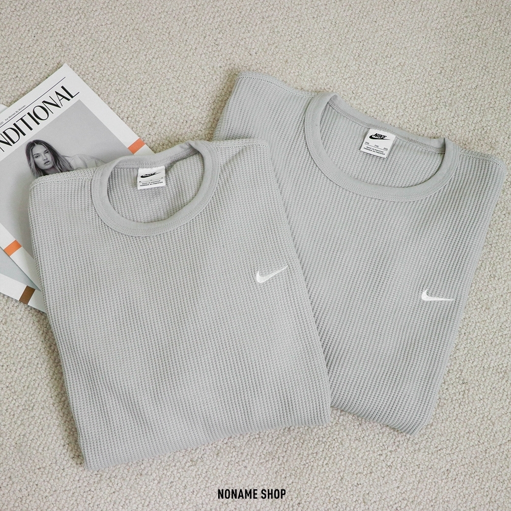 NIKE NSW SWOOSH 小勾 重磅 華夫格 長T 灰色 (男款)