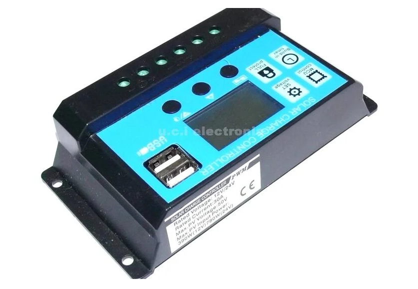 【UCI電子】(二B-1) 太陽能控制器 液晶顯示LCD 12/24V 10A 20A 30A 雙USB 太陽能逆變器