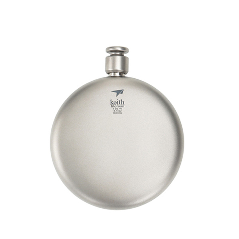 Keith 鎧斯 紳士皮套圓形鈦酒壺 130ml 酒壺/水瓶/鈦杯/登山露營 52KEITI9303