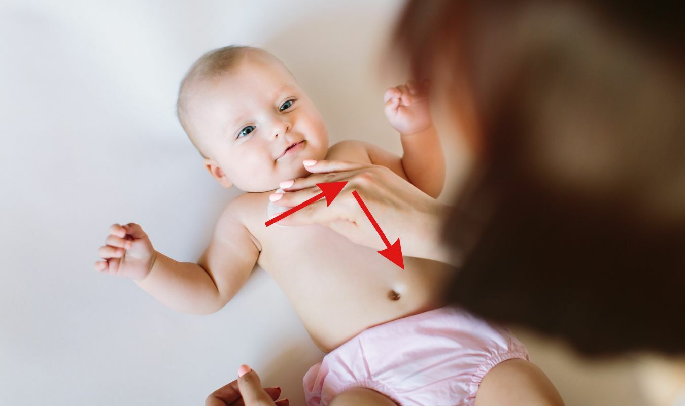 進行L字型按摩的畫面｜逗DOLL SPA好孕寶寶純淨按摩油