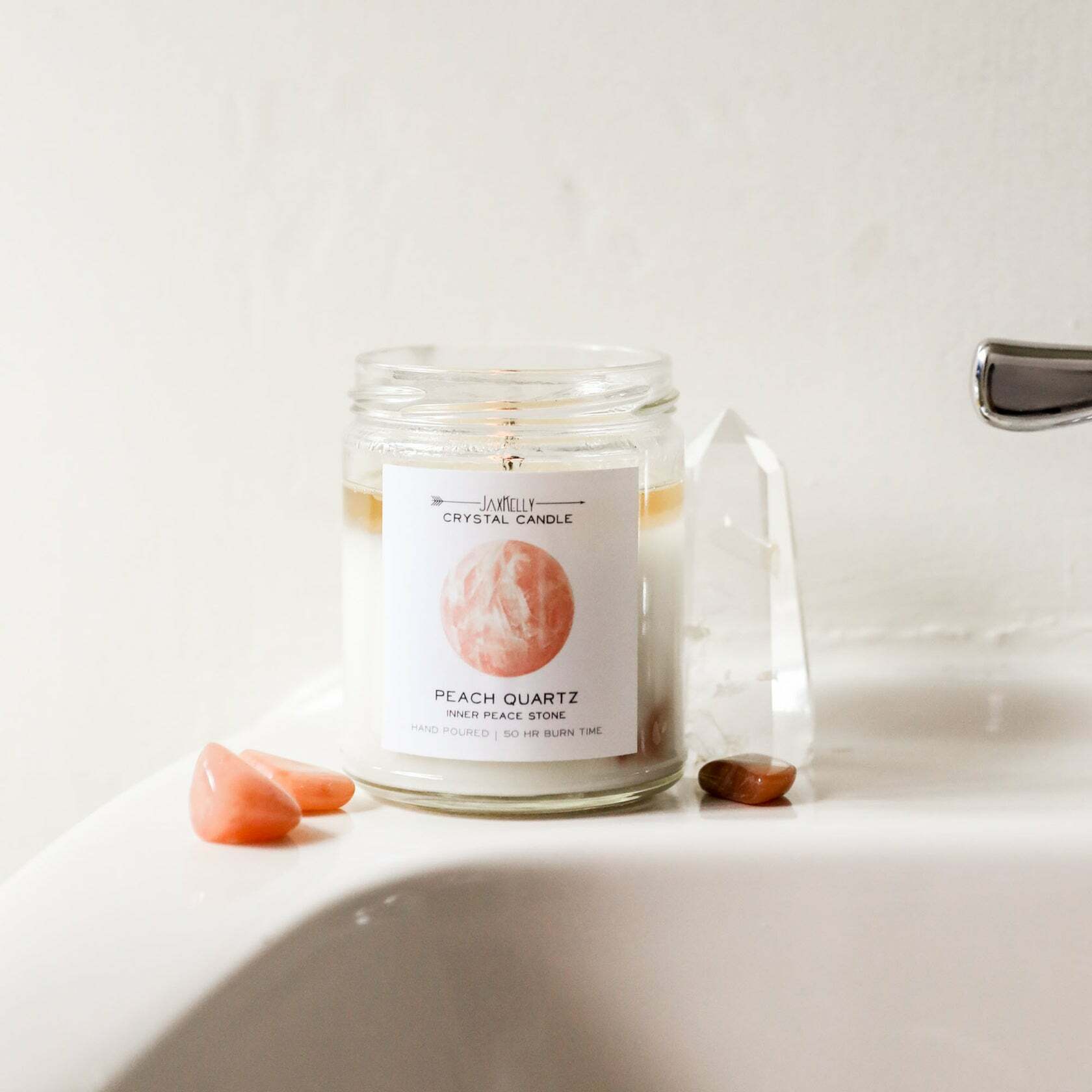 Inner Peace 粉水晶 (蜜桃香氣) 香氛蠟燭 - JaxKelly