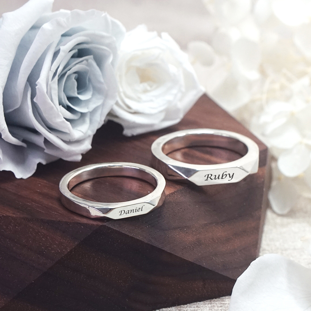 永恆時光 可刻字 純銀情侶對戒組 客製化情侶戒指