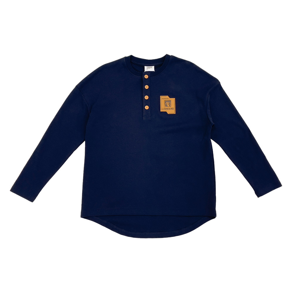 22-23 麂皮獅頭彈性針織亨利領｜藏青