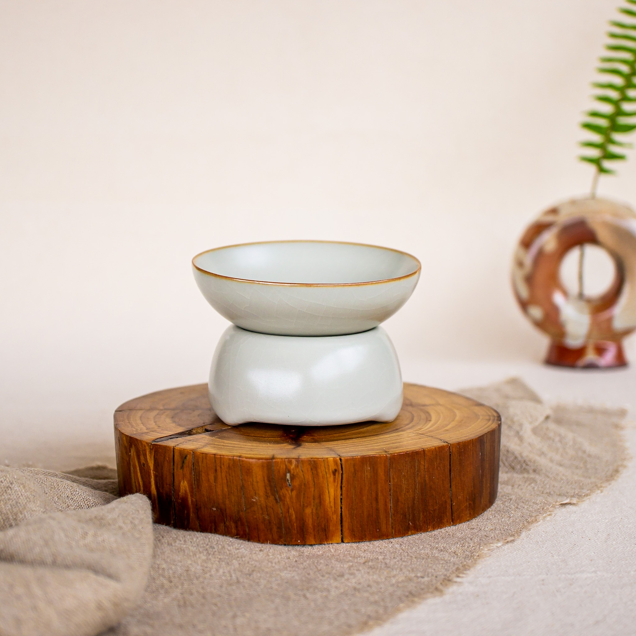 蜜黃汝窯全陶製茶漏