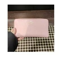 [S] COACH C3441 CROSSGRAIN LONG ZIP AROUND WALLET,IM/POWDER PINK, 195031763106 (SCO229)