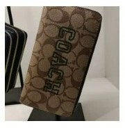 [S] COACH CB856 VARSITY LONG ZIP AROUND WALLET,IM/KHAKI/AMAZON GREEN, 195031805738 (SCO231)