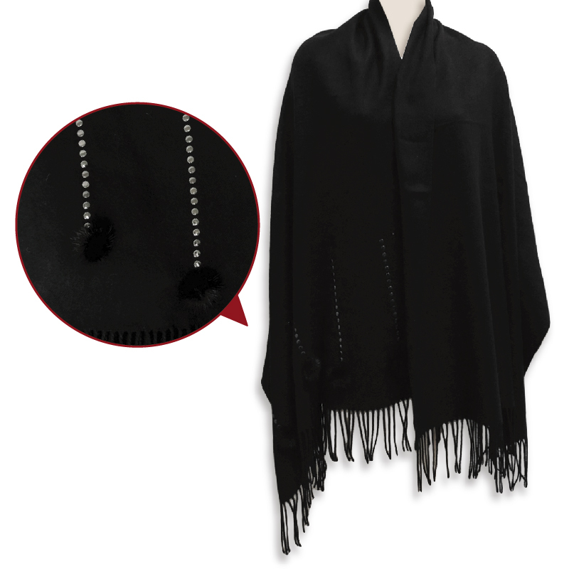 刺繡混紡羊絨披肩圍巾 (多色) 圍巾/保暖/流蘇/雪地旅遊/休閒旅遊 43CXZ58107