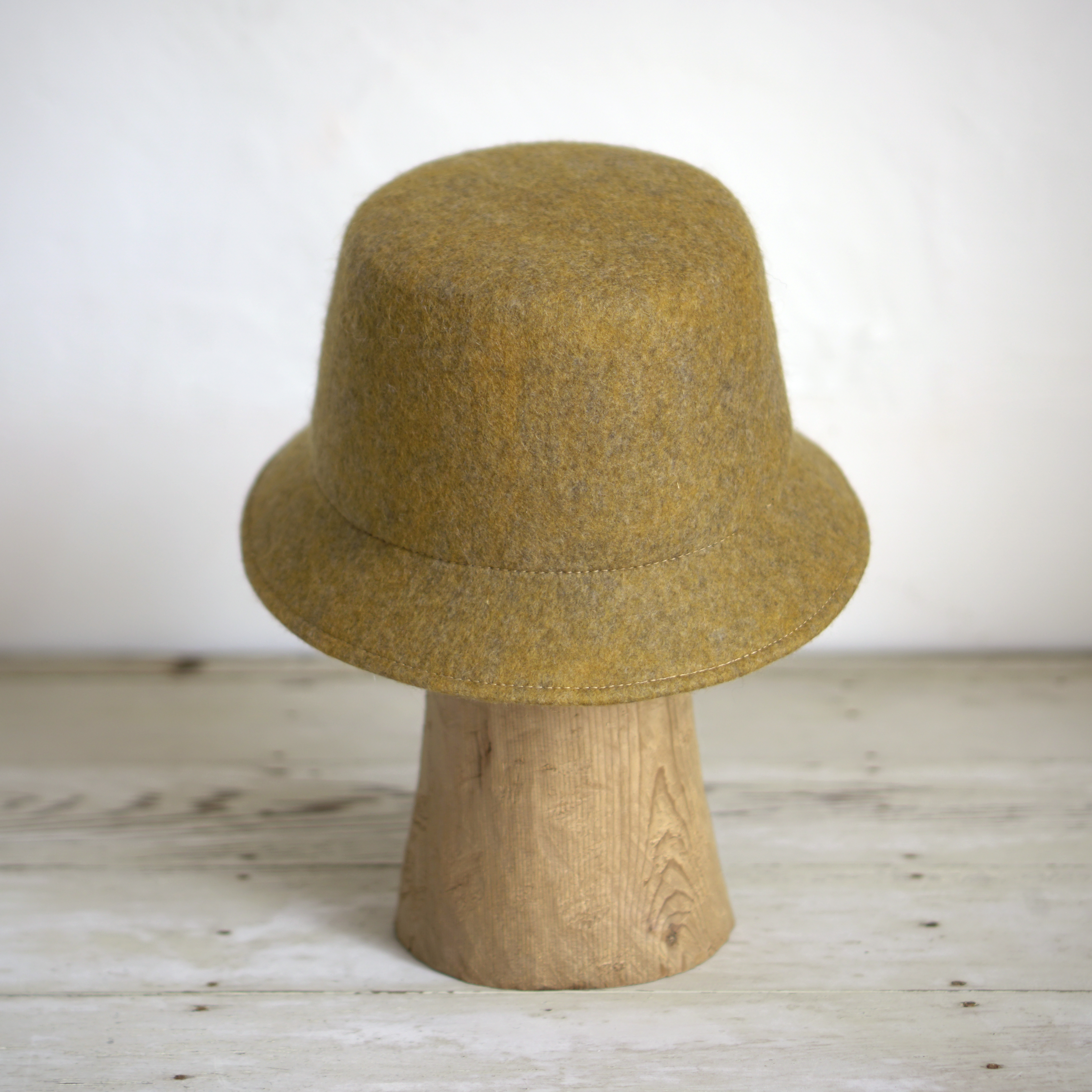 犛牛絨毛氈水桶帽 - 芥黃｜中國藏區