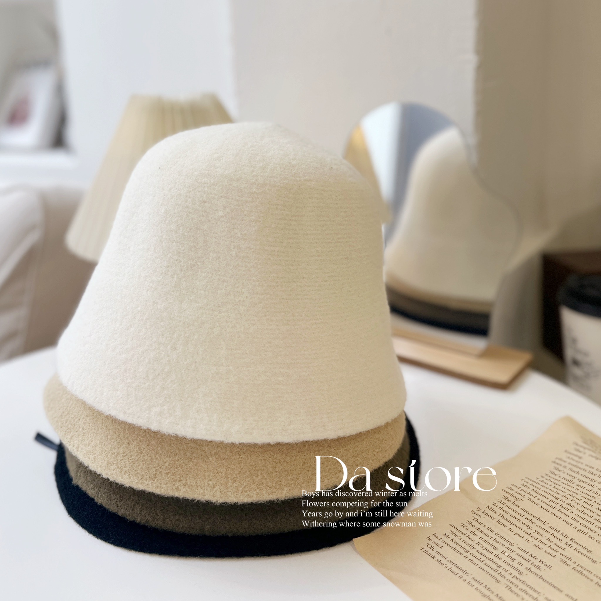 軟毛貼頭漁夫帽/四色