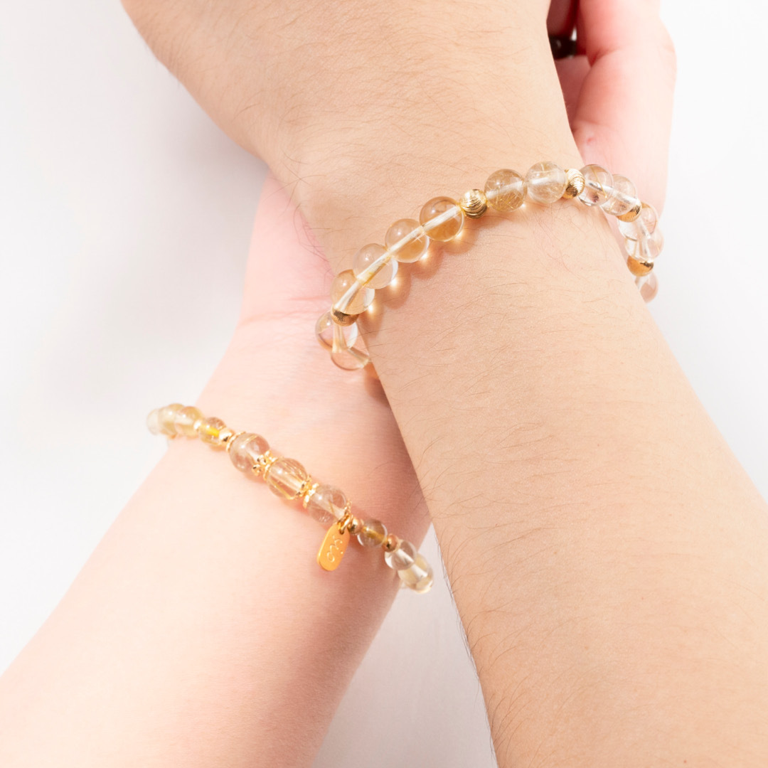 情侶對鍊【愛情麵包】金髮晶黃水晶手鍊