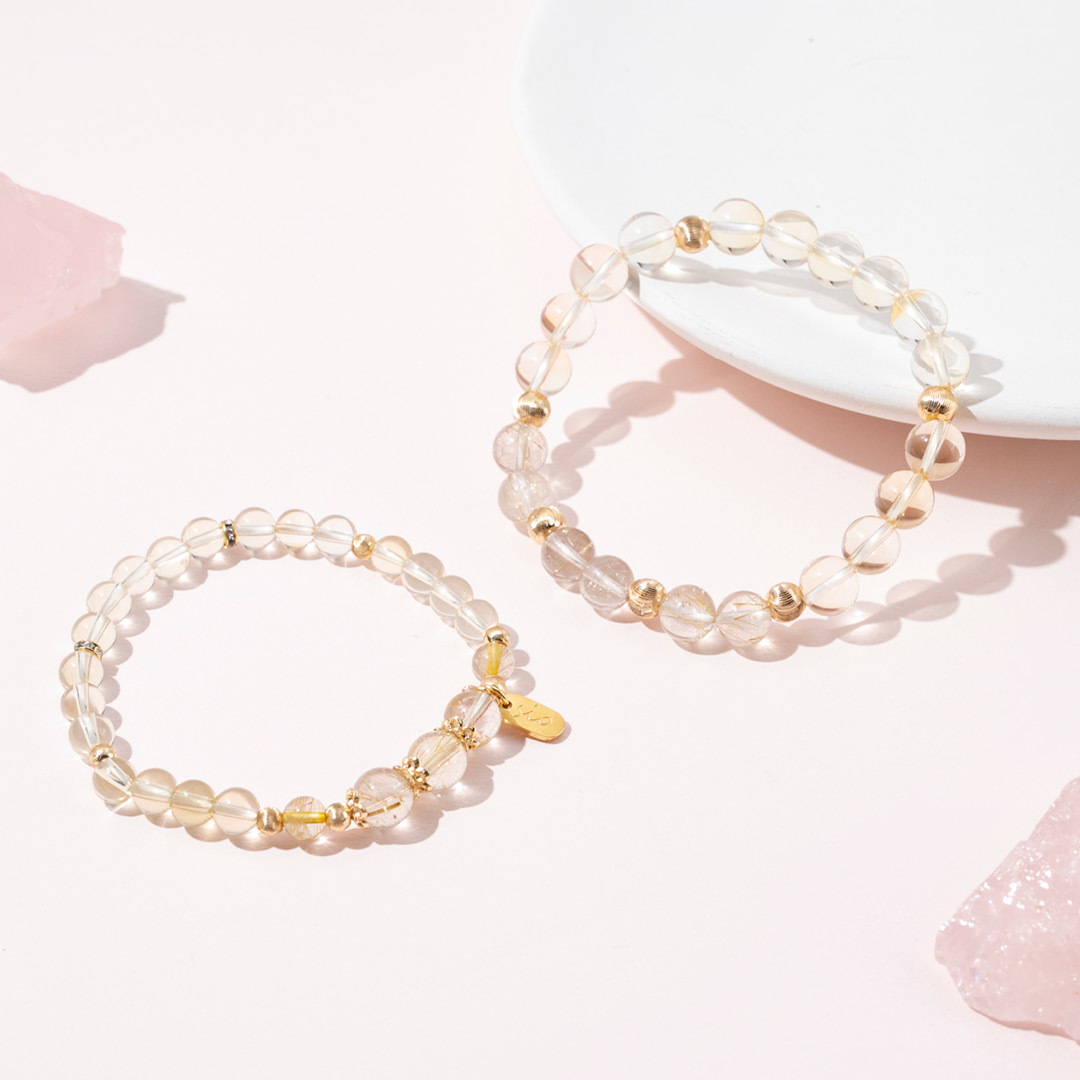 情侶對鍊【愛情麵包】金髮晶黃水晶手鍊