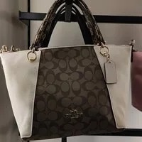 [S] COACH C7261 SINATURE COLORBLOCK SNK EM KACEY SATCHEL,IM/KHAKI CHALK MULTI, 195031394607 (SCO255)