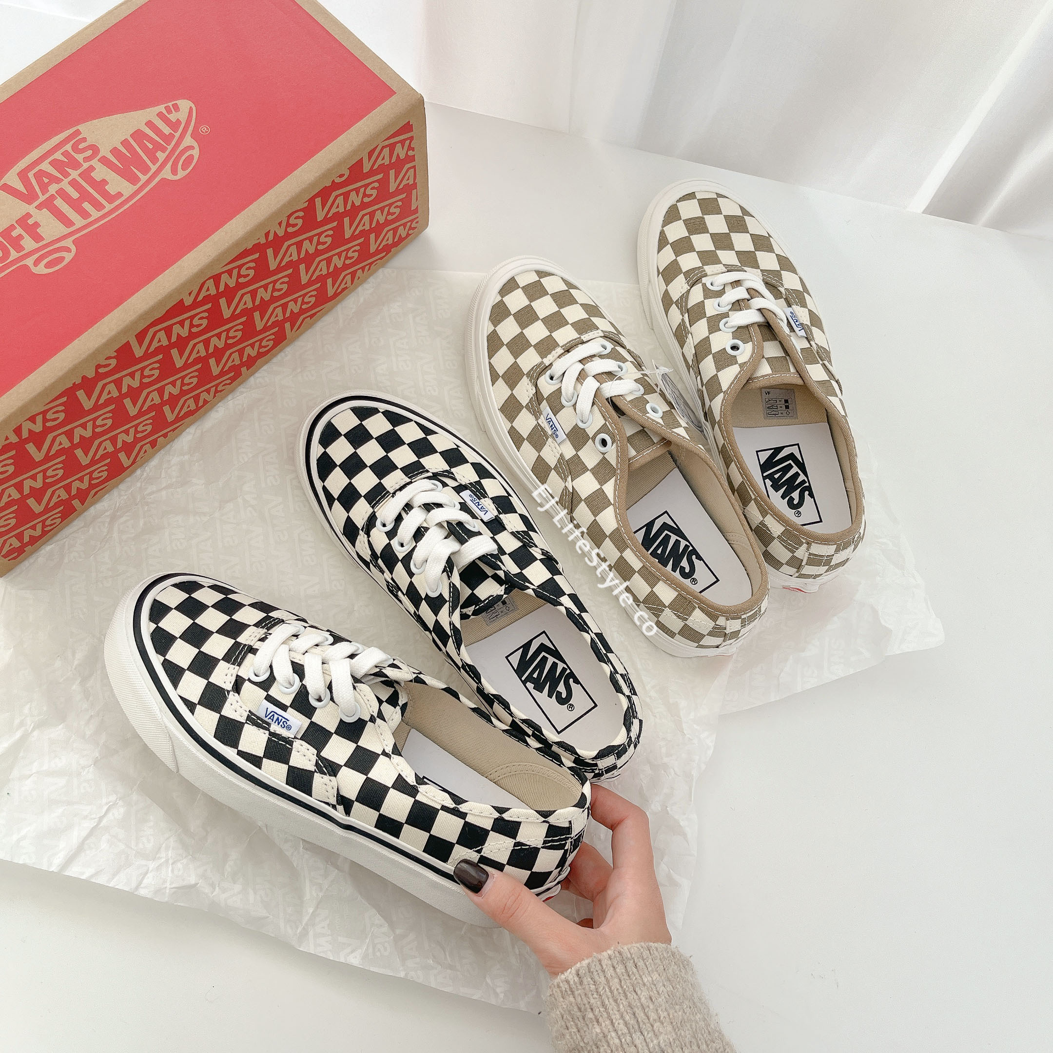 VANS AHTHENTIC 44 DX 棋盤格白底黑白奶茶大地色方格/ 現貨+調貨