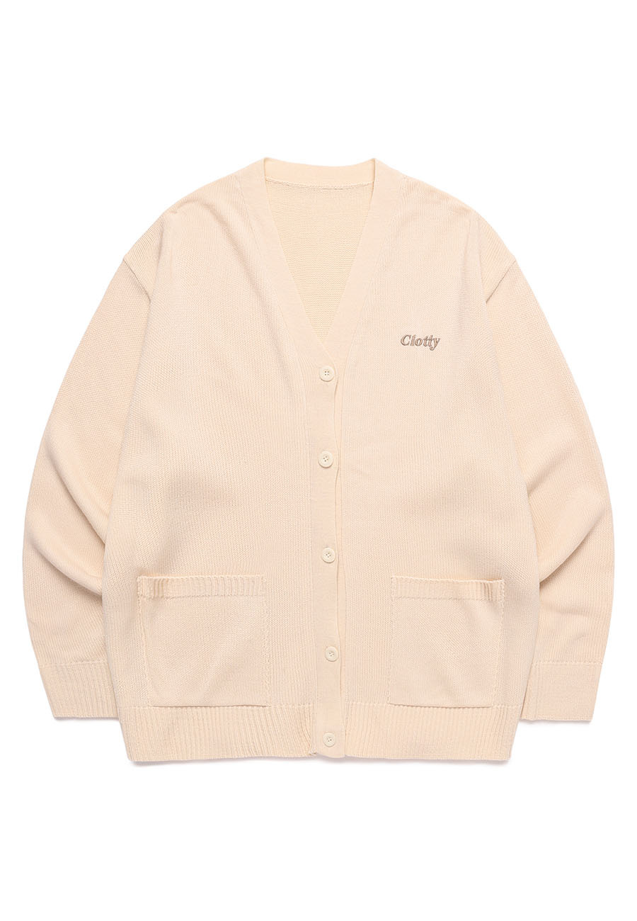 [CLOTTY] SERIF LOGO BASIC CARDIGAN[CREAM]