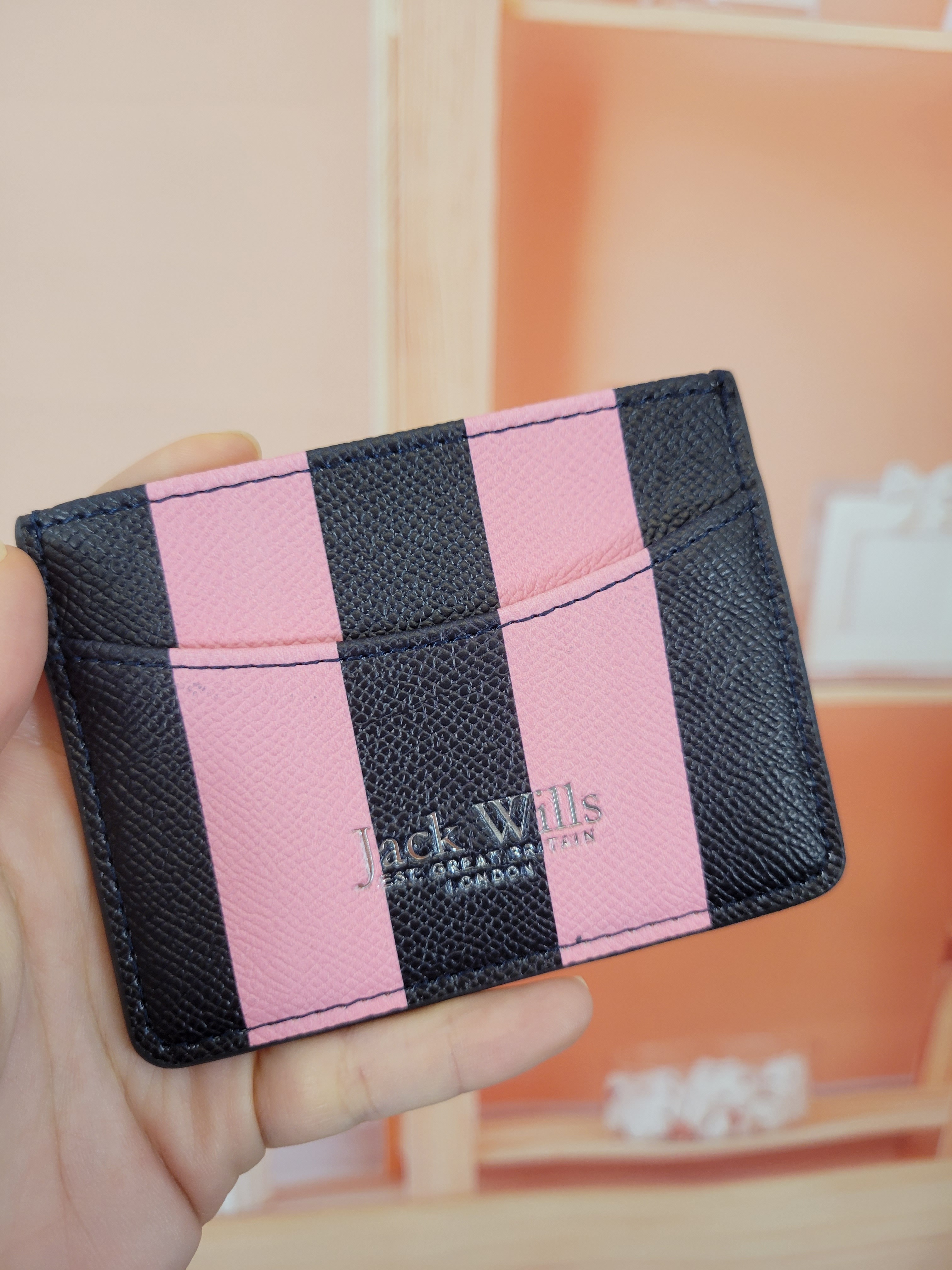 Jack Wills card holder (粉 x 黑間)