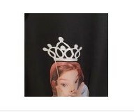 [S] ADLV BABY FACE WITH TIARA SHORT SLEEVE T-SHIRT,BLACK, ADLV18SS-SSBK-TIA (SAV157)