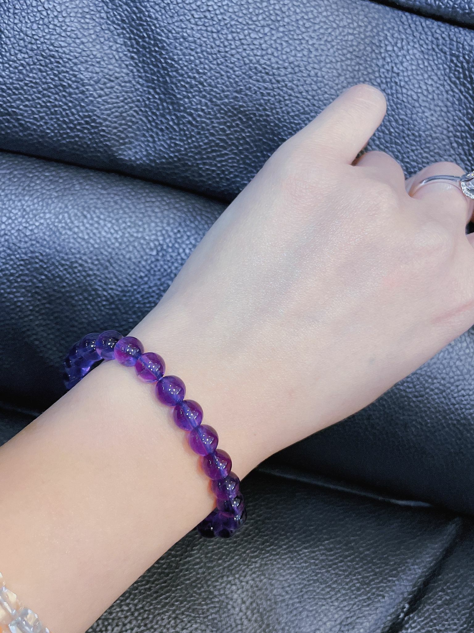 天然高品質烏拉圭紫水晶 珠子7.5-8mm 送給媽媽的絕佳禮物精緻優雅(此為平行進口產品)