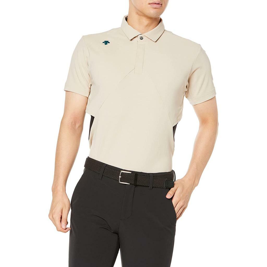 【💥日本直送】DESCENTE polo衫 運動上衣 短袖襯衫 彈力 吸汗 速乾 UV防護 男士 米色