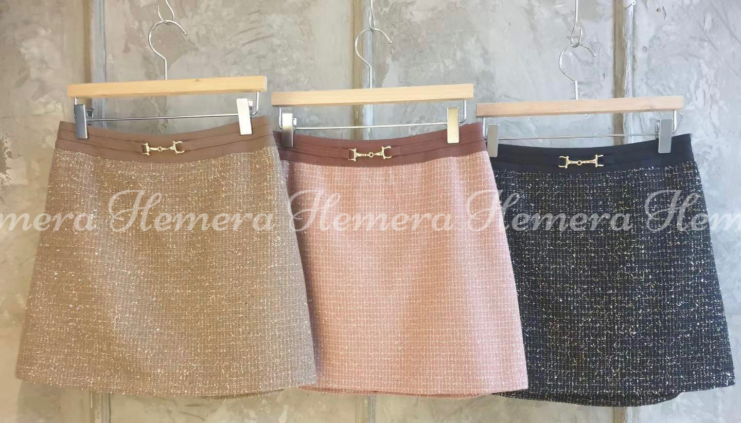 IN STOCK: SK23W0133 Tweed料金扣閃閃裙褲