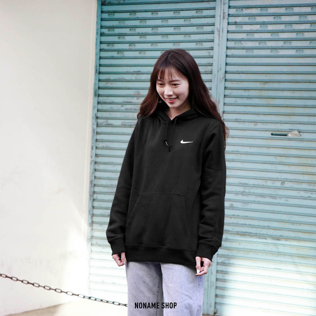 NIKE CLUB SWOOSH HOODED 刺繡 小勾 帽T 黑色 (男款)
