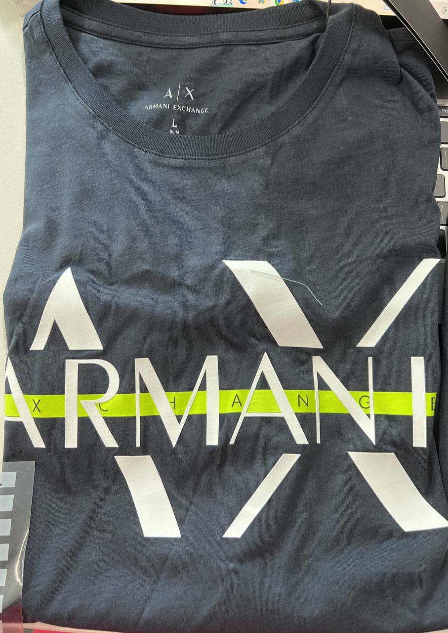 [S] ARMANI EXCHANGE BIG LOGO AX PRINT SHORT SLEEVE T-SHIRT,BLACK, 7VZTBHZJ2LZ-1510 (SAX82)