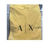 [S] ARMANI EXCHANGE SIGNATURE LOGO CREW NECK COTTON T-SHIRT,YELLOW, 7VZTBTZJ2MZ-1662 (SAX92)