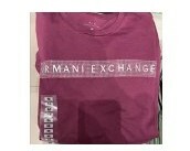 [S] ARMANI EXCHANGE RHINESTONE LOGO ROUND NECK T-SHIRT,AGED WINE, 7VZTTGZJ2MZ-1306 (SAX121)